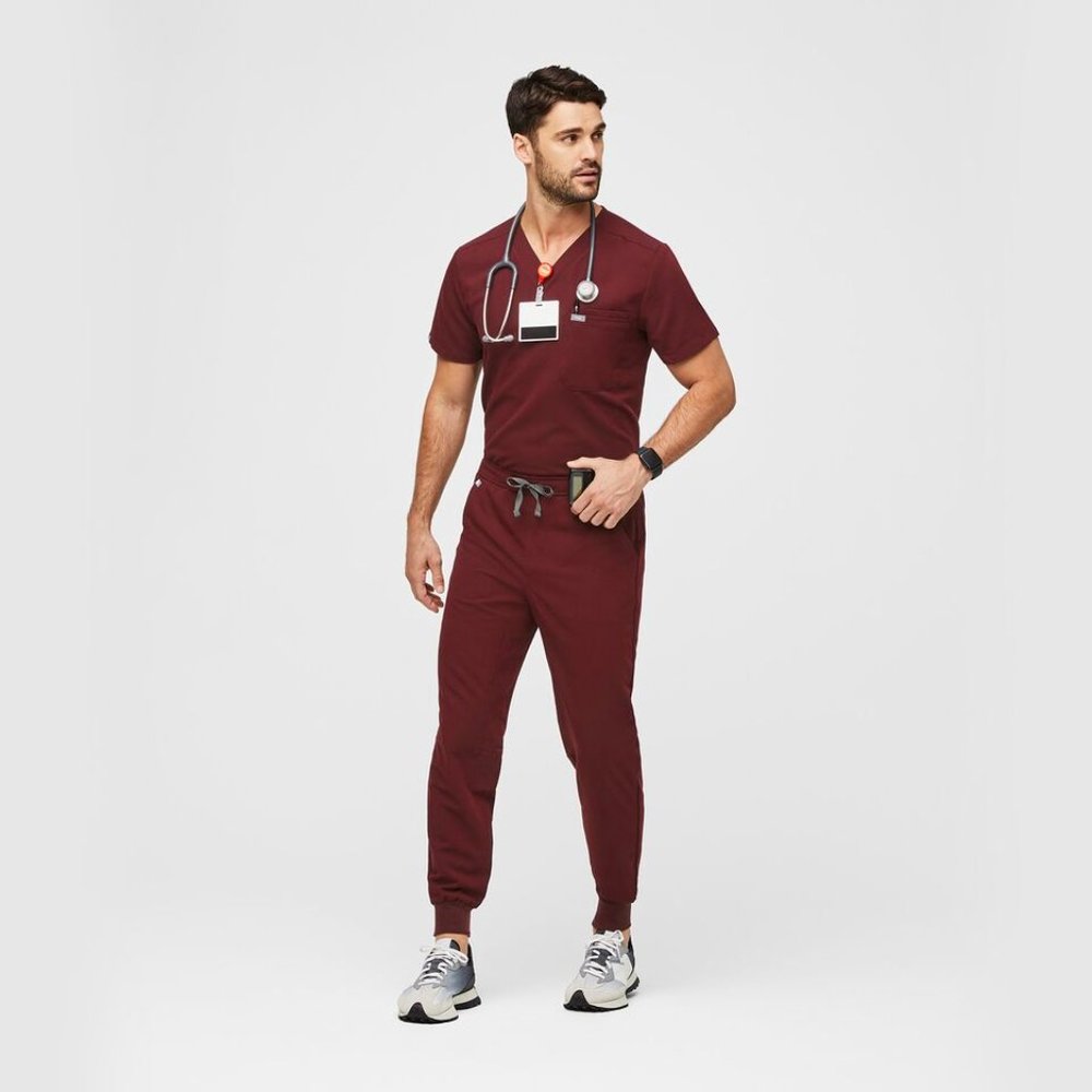 Figs COMPLETE SET Large Burgundy Raglan Top & Large Tansen Jogger Scrubs